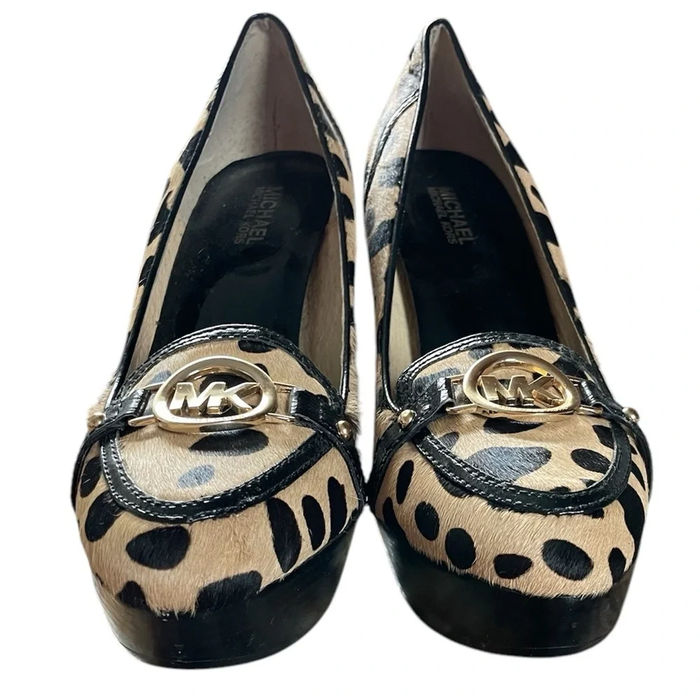 New Michael Kors Vintage Calf Hair Cheetah Platform Pump Heels Size 10